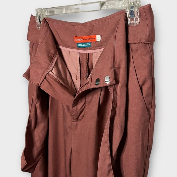Anthropologie Cartonnier Kingsley Dusty Rose Tie Waist Pleat Front Pant Size 4 - Picture 7 of 11